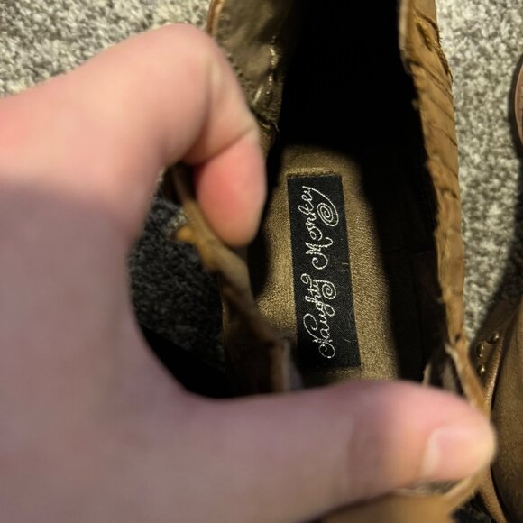 Naughty Monkey Leather Studded Pull On Boots Brown Boho - Picture 8 of 8